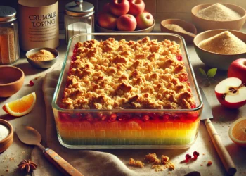 Gâteau Crumble à la Crème Sure et aux Myrtilles