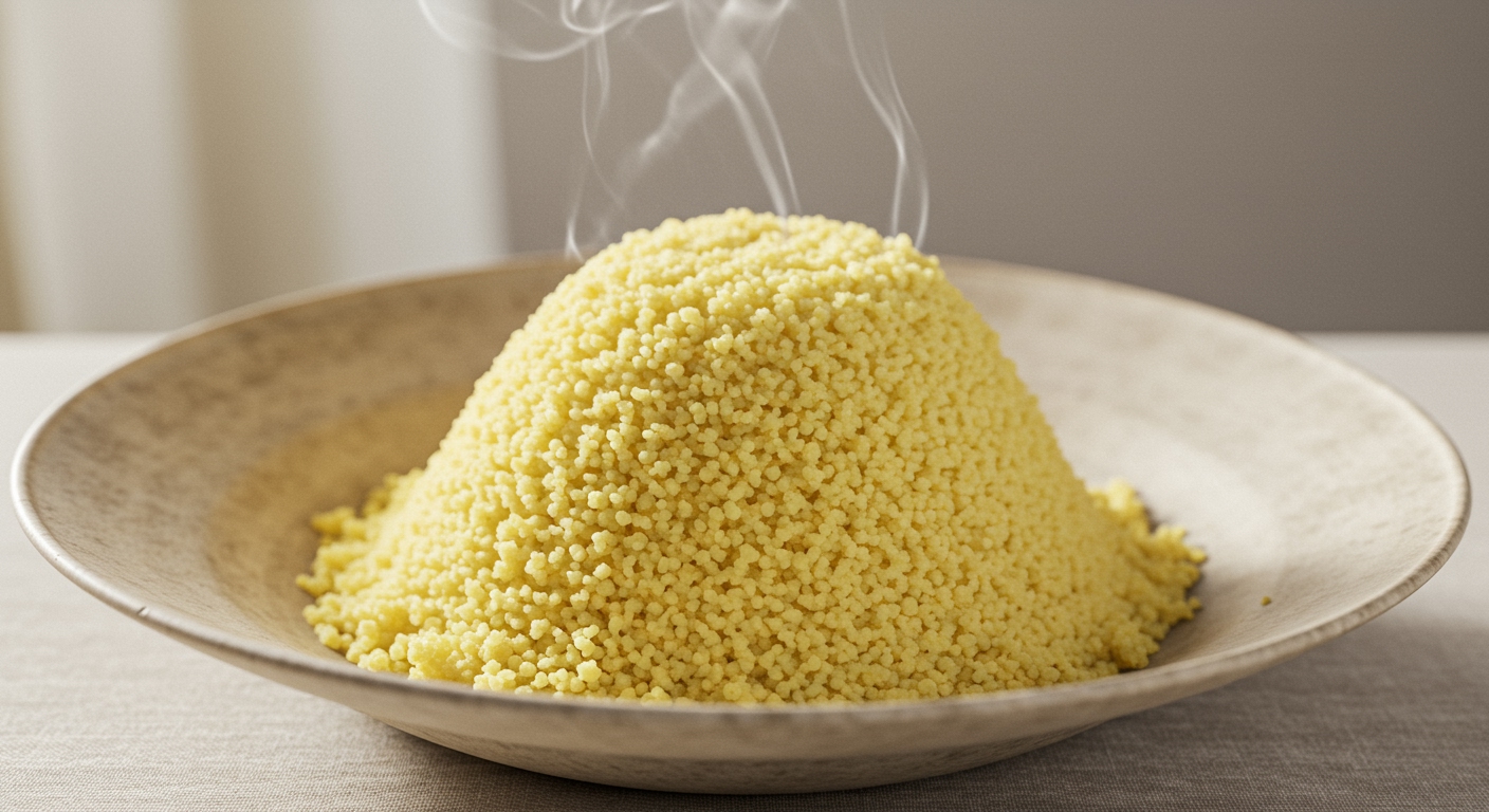 Comment Préparer le Couscous Marocain Parfait: Guide Étape par Étape 6 semoule de couscous cuite à la vapeur et aérée