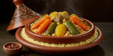 Comment Préparer le Couscous Marocain Parfait: Guide Étape par Étape 16 plat de couscous marocain traditionnel avec légumes et viande